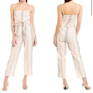 Saylor Anthropologie Joni Blush Gold Aztec One Piece Pants Jumpsuit Romper Small